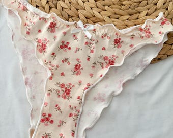 Floral Cotton Panties for Women, Cottagecore Underwear, Soft Cotton Briefs, Romantic Floral Lingerie, Cute Everyday Panties, Feminine Panty