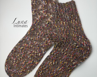 Hand Knit Wool Socks for Women & Men, Warm Speckled Wool Blend Socks, Handmade Cozy Winter Socks, Gift for Her, Gift for Him