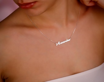 Custom Name Necklace, Personalized Script Nameplate Necklace, Dainty Gold Name Jewelry, Gift for Her