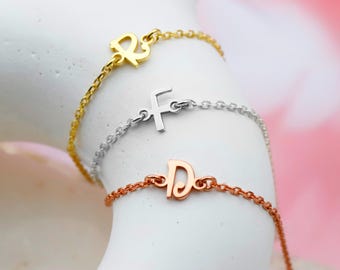 Personalized Initial Bracelet, Custom Letter Bracelet, Dainty Minimalist Jewelry Gift for Her, Everyday Initial Chain
