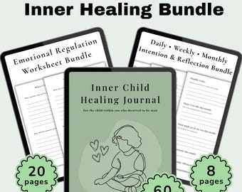 Inner Child Healing Journal Bundle Printable PDF | Emotional Regulation Worksheets, Self Reflection Pages, Mental Health Workbook