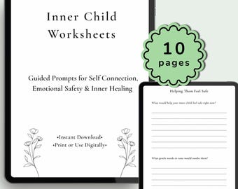 Werkbladen voor genezing van innerlijke kinderen | Afdrukbare therapiedagboekprompts | Zelfhelend werkboek | Traumaherstel en emotionele veiligheid pdf