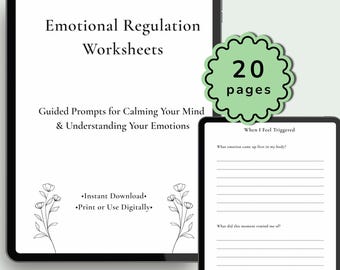 Emotional Regulation Worksheets Printable PDF | Therapy Worksheets, Journal Prompts, Self Reflection