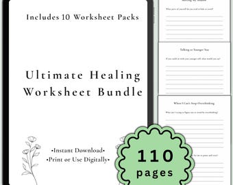 Ultimate Healing Worksheet Bundle | Shadow Work, Inner Child, Emotional Regulation, Anxiety Prompts, Self-Worth & Nervous System PDF