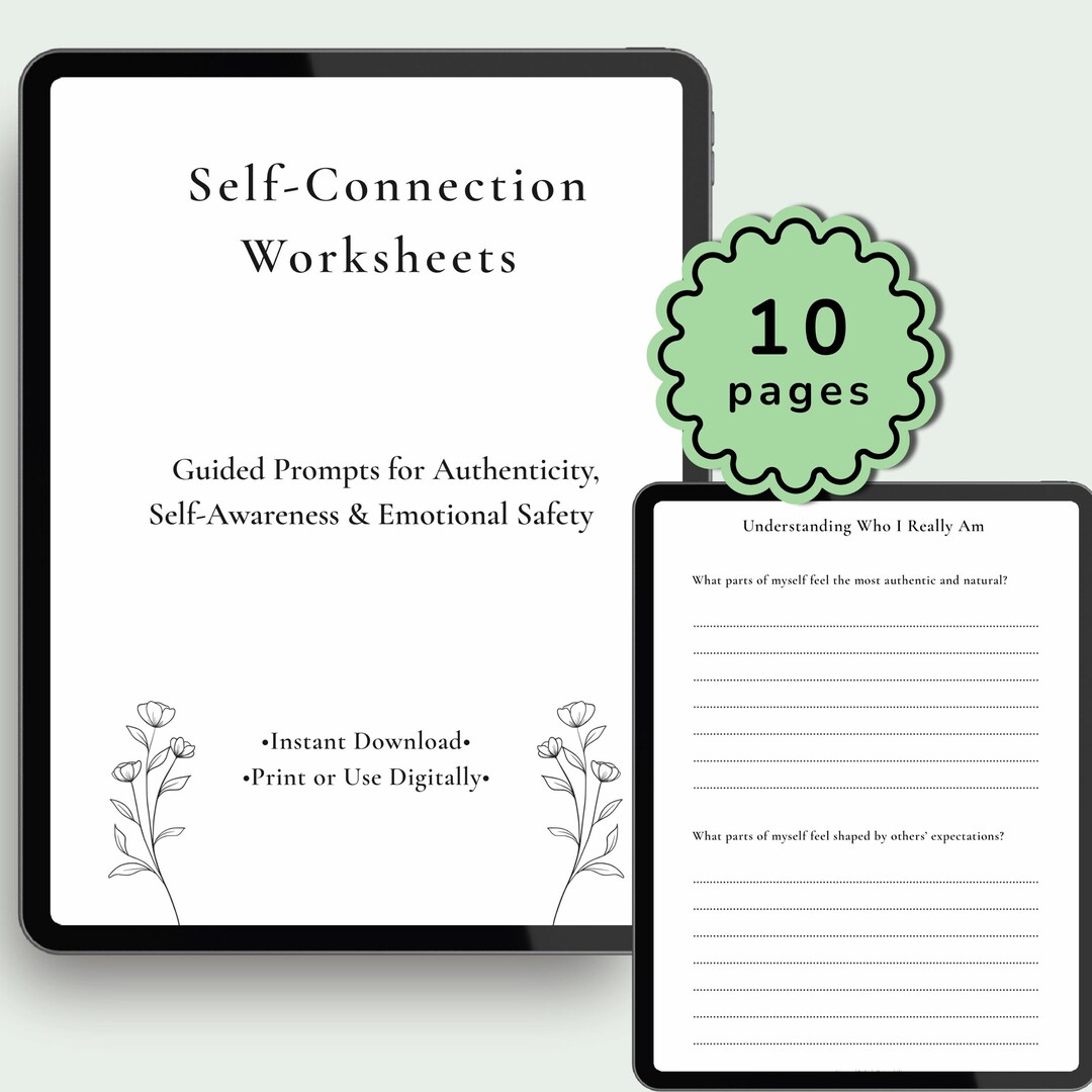 Self-connection Worksheets Printable | Self-awareness Journal Prompts ...