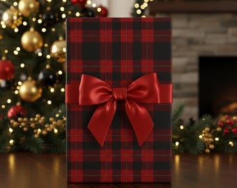 Luxury Red and Black Buffalo Plaid Holiday Wrapping Paper | Christmas Gift Wrap