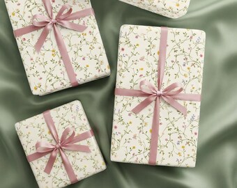 Elegant Wildflower Vine Wrapping Paper | Luxury Botanical Gift Wrap