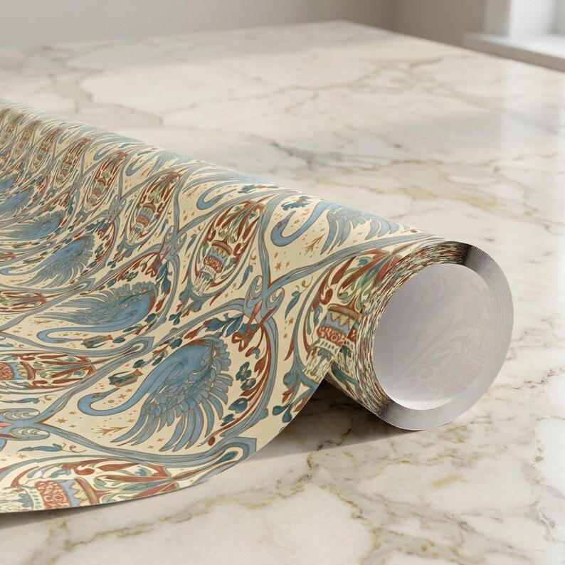Elegant Art Nouveau Swan Wrapping Paper | Luxury Vintage Gift Wrap with Ornate Botanical Motifs image 3
