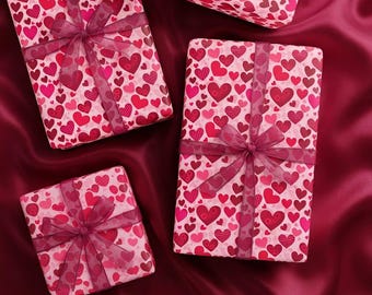Luxury Pink Heart Pattern Wrapping Paper | Romantic Valentine Gift Wrap