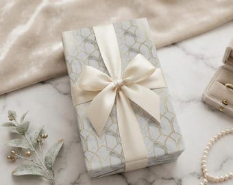 Luxury White Marble & Gold Geometric Gift Wrapping Paper | Elegant Occasion Gift Wrap