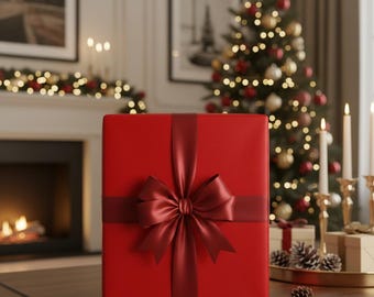 Christmas Red Solid Color, Premium Fine Art Luxury Wrapping Paper for Custom Presentation