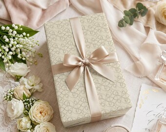 Elegant Ivory Scrollwork Wrapping Paper | Timeless Neutral Luxury Gift Wrap