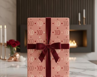 Warm Blush XO Romance Wrapping Paper | Elegant Love-Inspired Gift Wrap