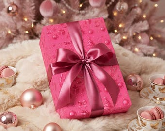 Exquisite Magenta Christmas Holiday Pattern Luxury Gift Wrapping Paper