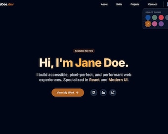 Nowoczesny szablon portfolio programisty – responsywny, cyfrowy do pobrania, projekt CV/życiorysu (nowoczesny motyw)