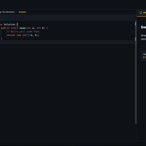 Może przedstawiać: Ciemny interfejs kodowania z "CodeCrack AI". Interfejs zawiera edytor kodu, opis problemu i sekcję wprowadzania klucza API. Problem to "Swap Two Numbers".