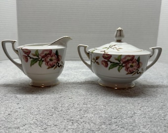 Vintage Sugar And Cream Bowl Blossomtime By Narumi Japan