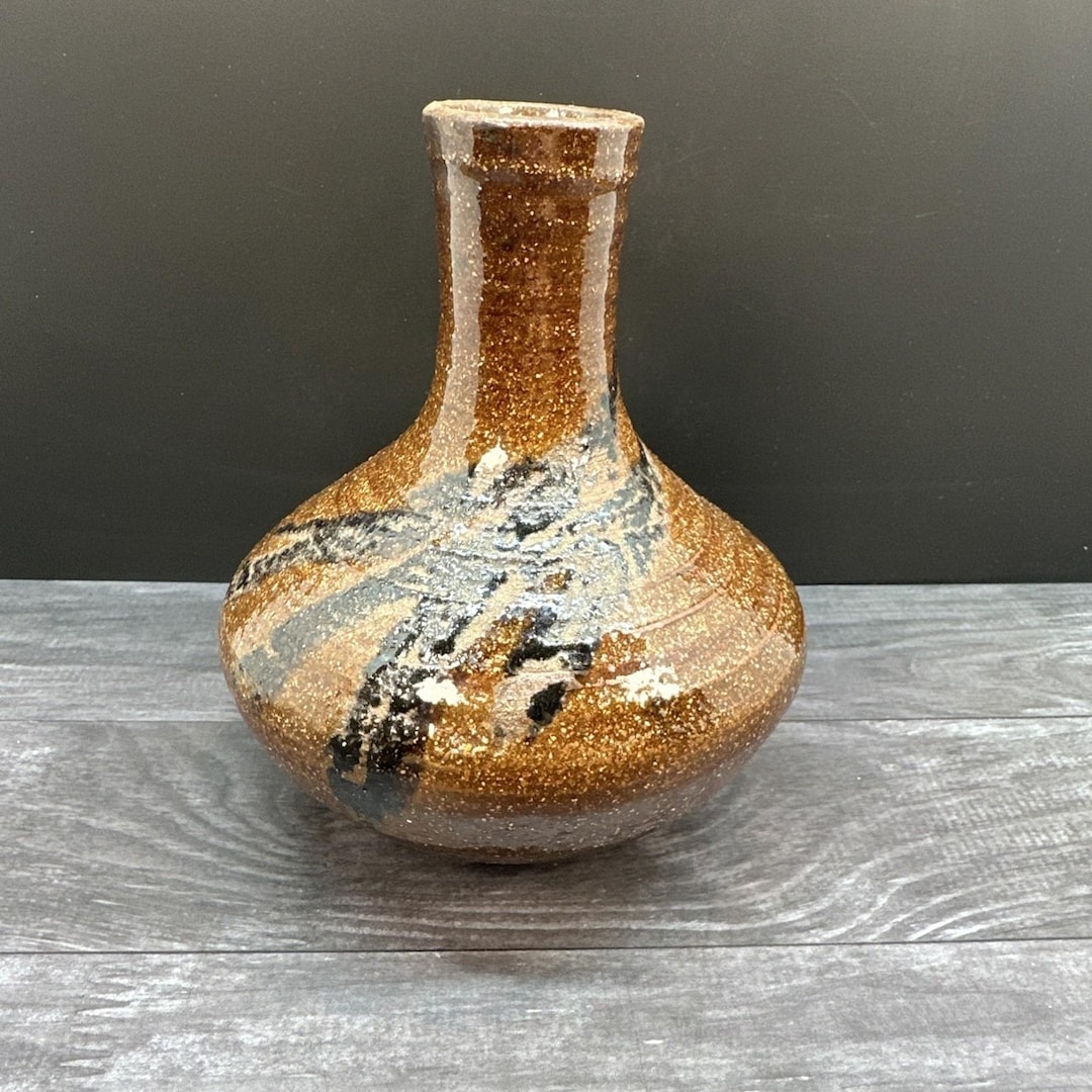 Vintage Signed Studio Art Pottery Vase Brown Earth Tones - Etsy