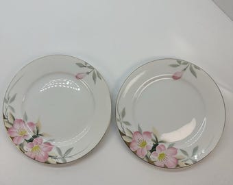 2 Vintage Noritake Azalea Porcelain Hand Painted Bread Side Plates 6.5" Japan