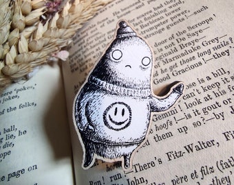 Hans the Hairy Boyfriend Wooden Pin Badge- Silly fantasy Pin
