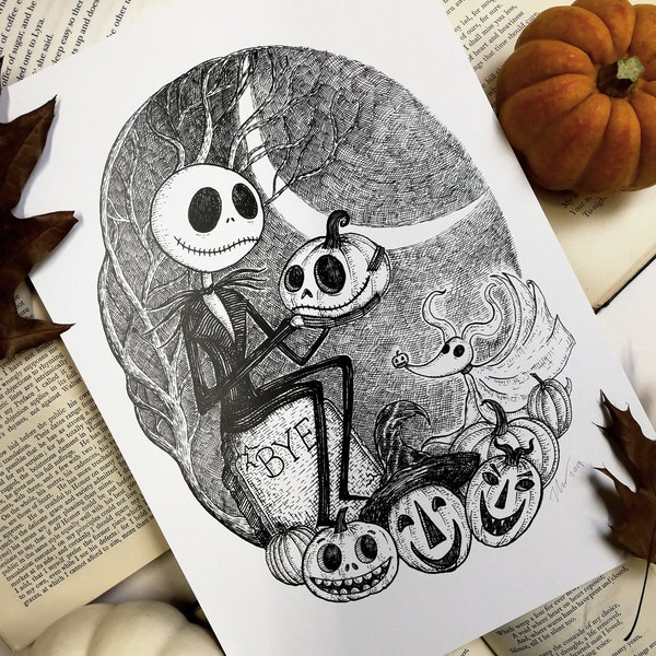 This Is Halloween- Jack Skellington inspired art print by Jon Turner