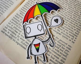 Rainbow Robot vinyl sticker-LHBT Pride laptop sticker