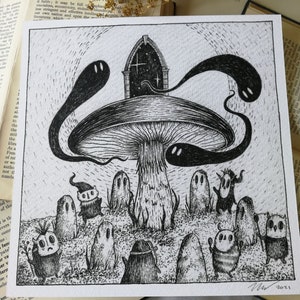 Enchanted Toadstool- Magical Square Art Print With Poem