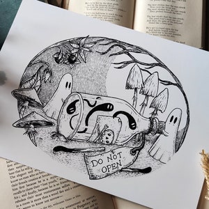 Bottled Up- spooky ghosts art print