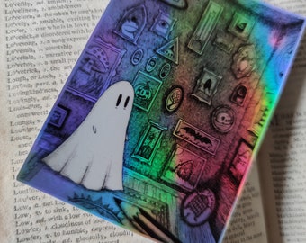 Gallery of Curiosities holographic vinyl sticker- shiny ghost art sticker