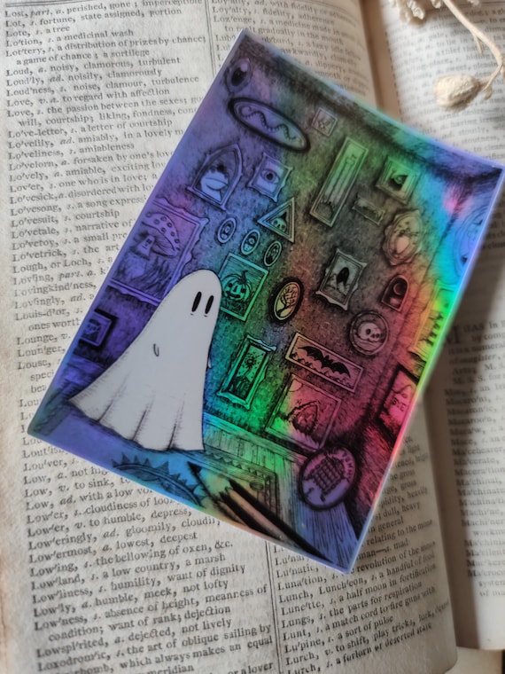 Gallery of Curiosities holographic vinyl sticker- shiny ghost art sticker