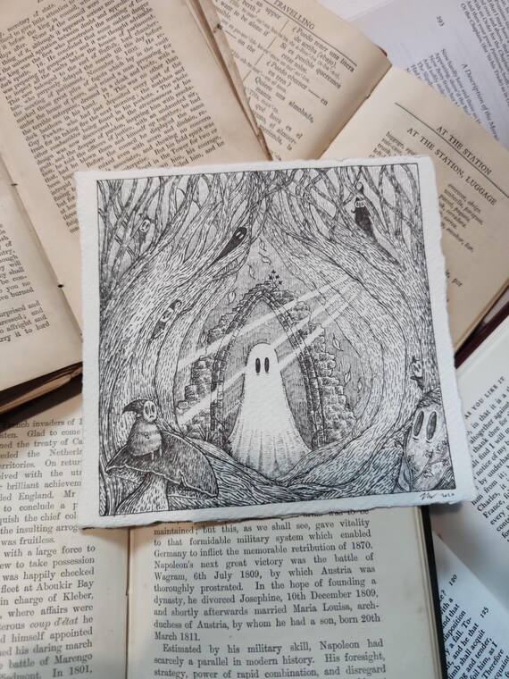 Deep Dark Woods- Original forest ghost ink drawing from Fragments