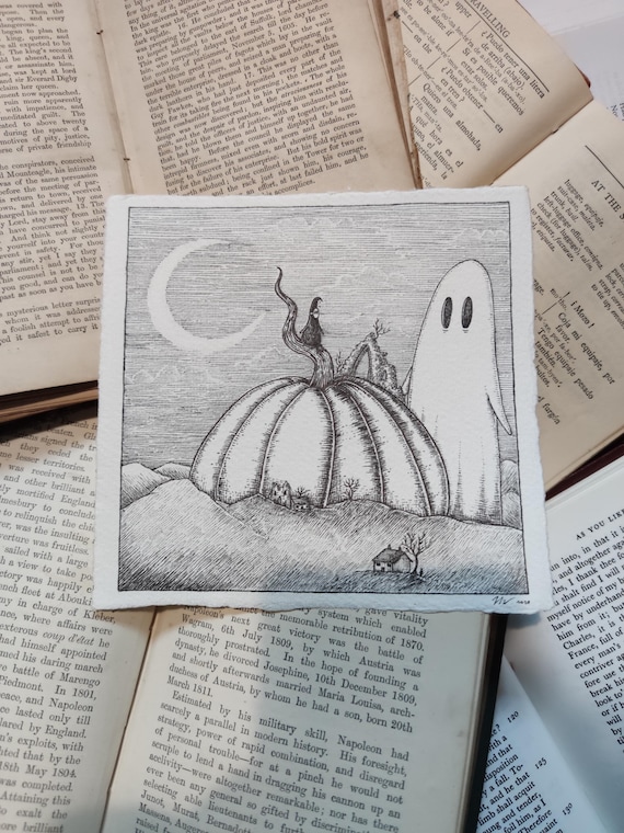 Pumpkin Hill Ghost- Original spooky ink drawing from Fragments