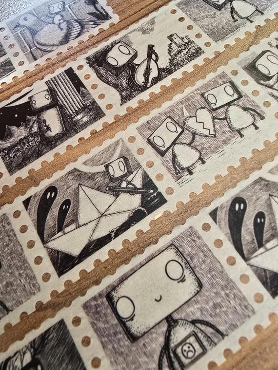 Robots Art Stamp Washi Tape