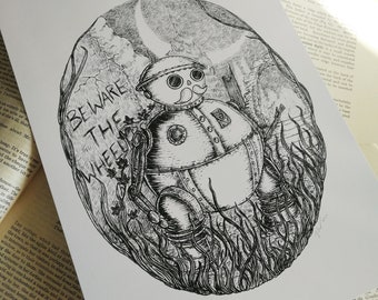 Tik Tok- Return to Oz inspired robot art print