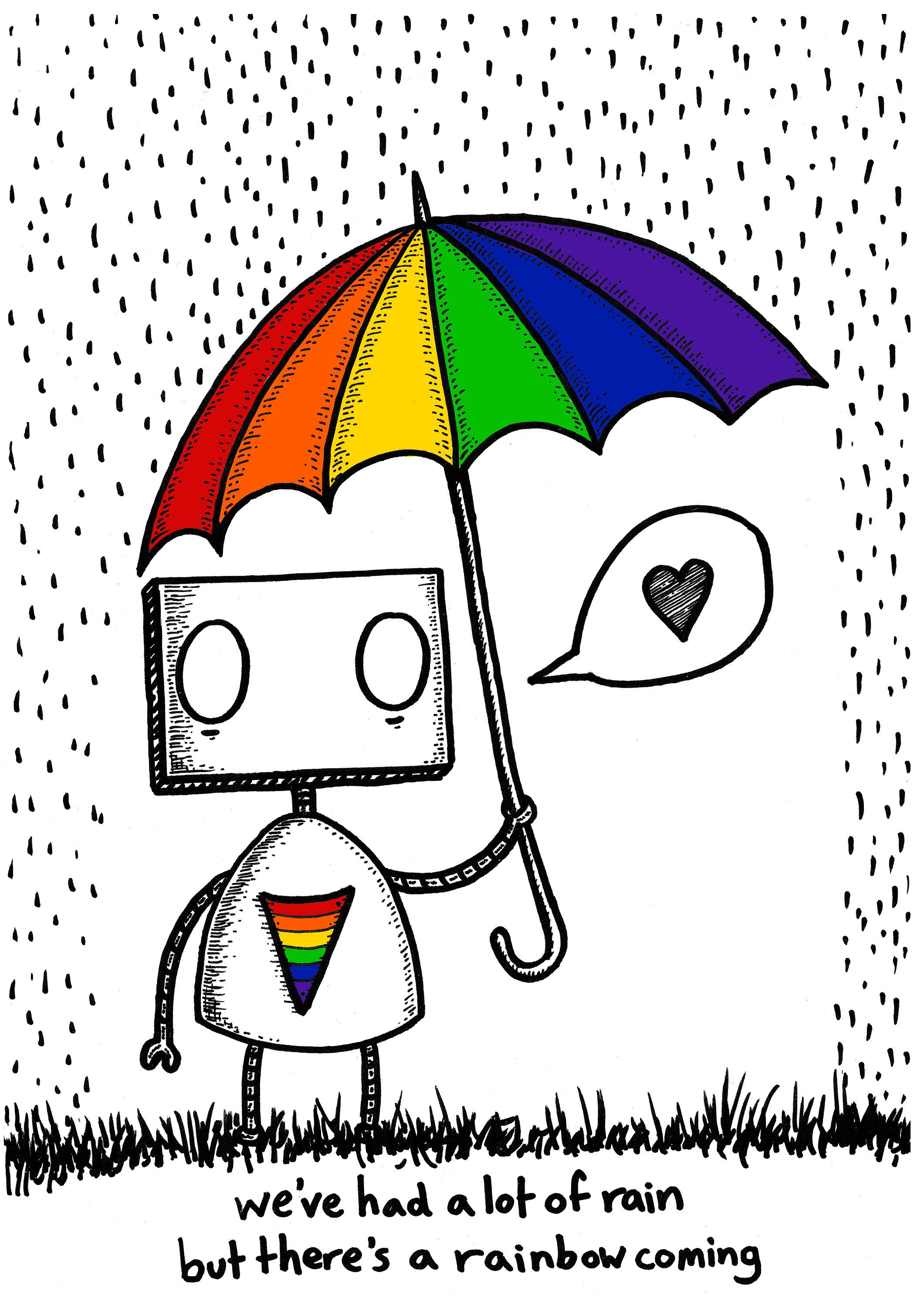Rainbow Robot- art print by Jon Turner- LGBT Pride artwork