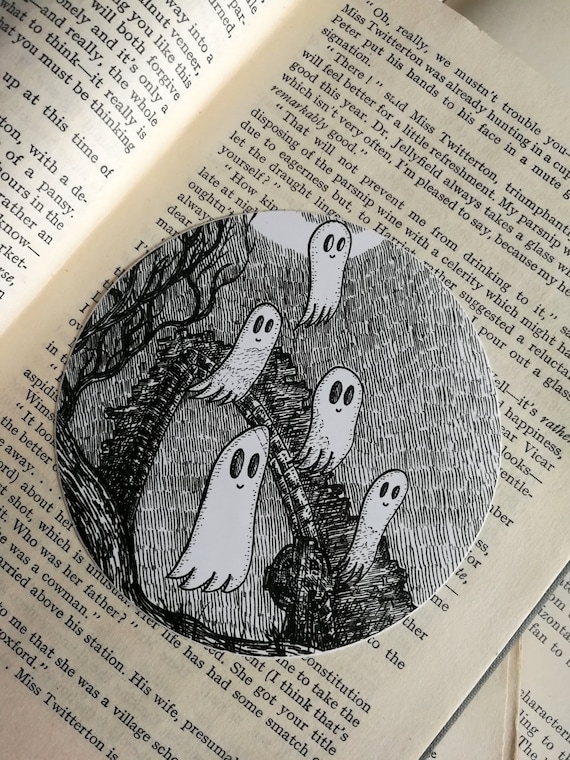 Graveyard Ghosties vinyl sticker- spooky ghosts laptop sticker