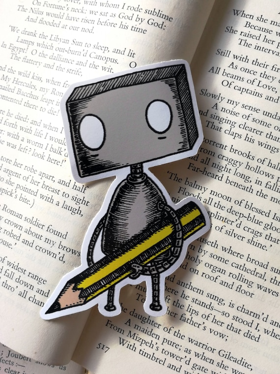 Pencil Robot vinyl sticker- laptop sticker