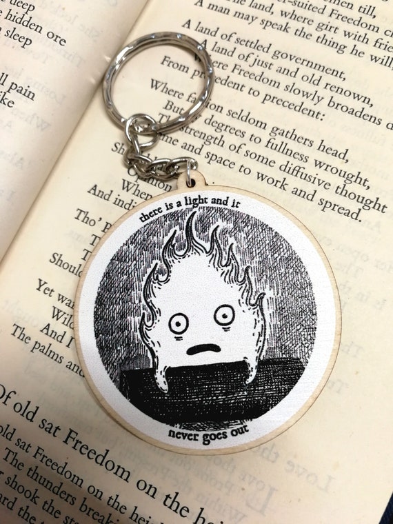 There Is A Light And It Never Goes Out wooden keychain- Calcifer