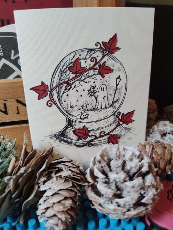 Snowglobe Ghost Christmas Card