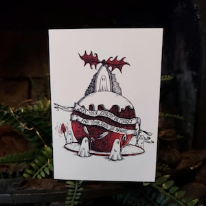 Cartão de Natal "Que seus espíritos sejam felizes" - Pudding Ghosts