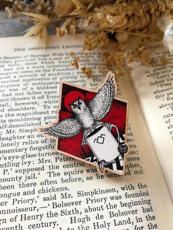 The Owls Are Not What They Seem Wooden Pin Badge- Twin Peaks Inspired