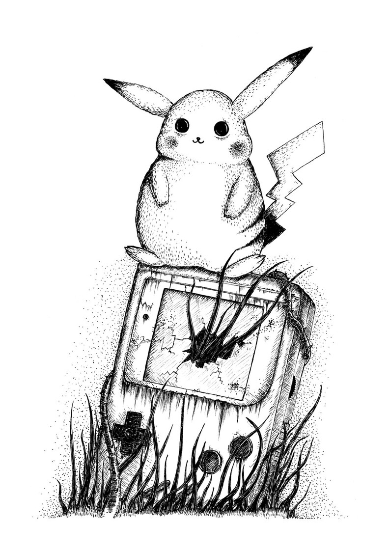 Pikachu Pokemon Inspired Art Print By Jon Turner Cute Geeky Etsy