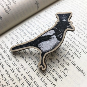 Hello Mister Magpie Wooden Pin Badge