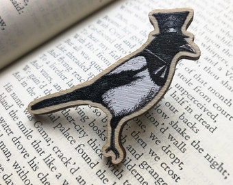 Hello Mister Magpie Wooden Pin Badge