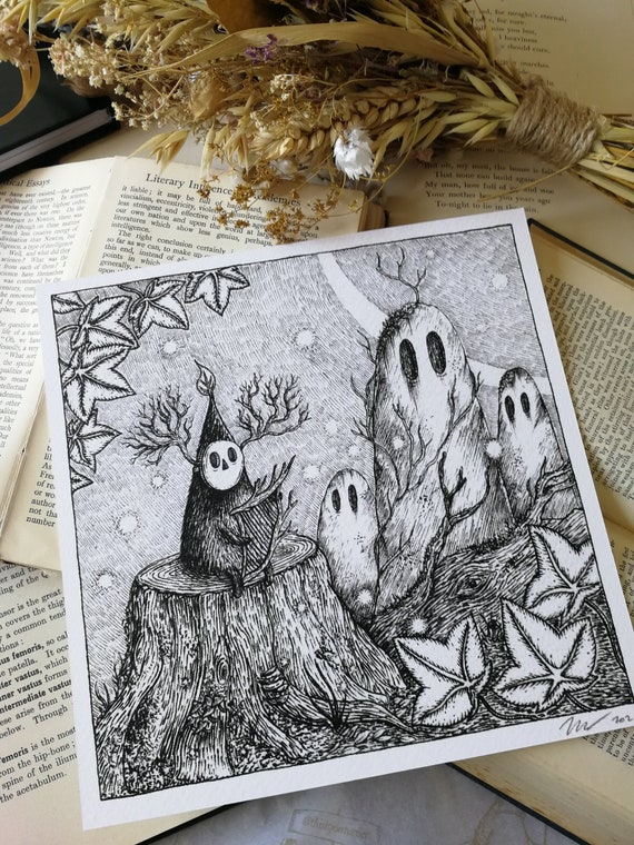 Tree Sprite- Spooky Square Art Print With Poem