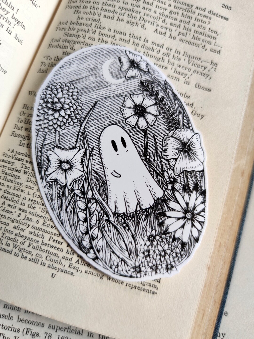 Meadow Ghost Vinyl Sticker – Spooky Cute Flower Decal - Etsy