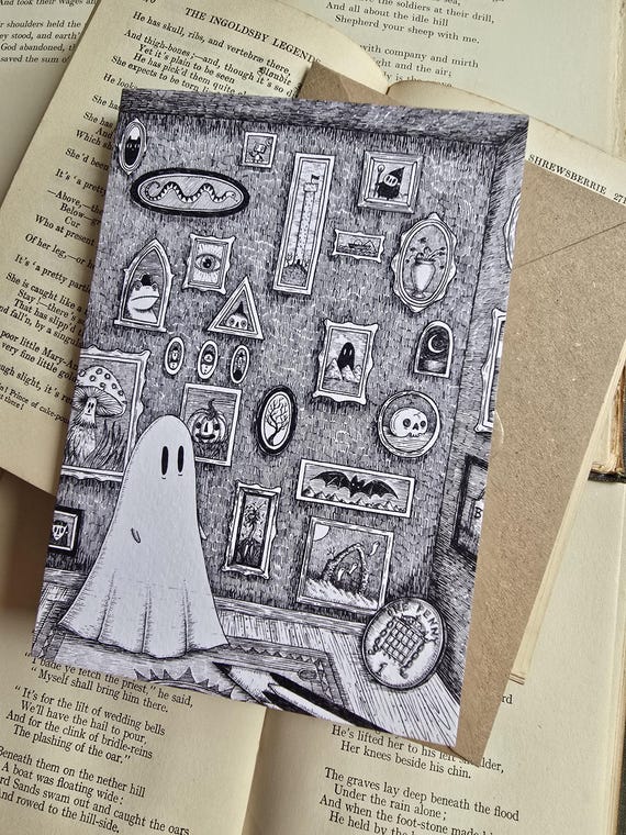 Ghost Gallery Greetings Card- a spooky blank card for any occasion