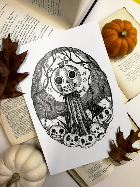 Patient Is The Night art print- Over The Garden Wall Inspired Enoch pumpkins