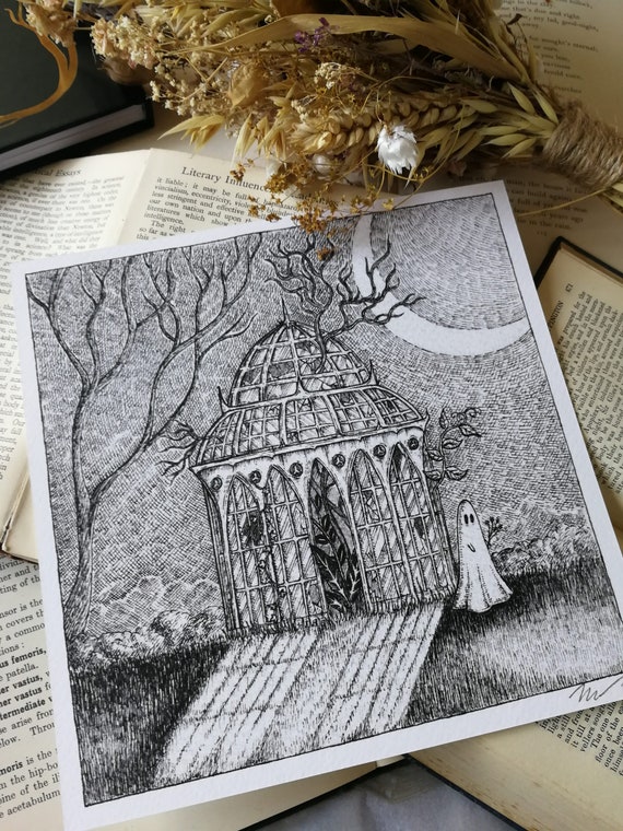 Glasshouse Ghost- Square Art Print With Poem