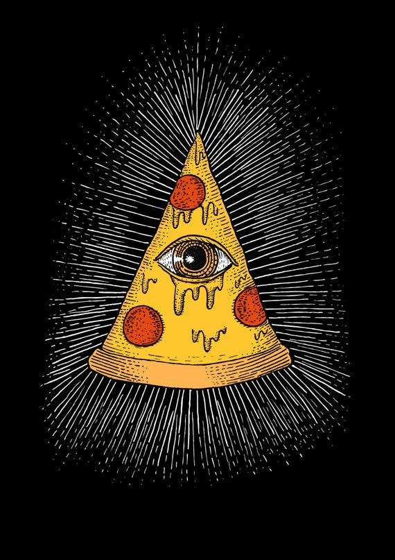 Pizzalluminati art print- geeky pizza illuminati all seeing eye print